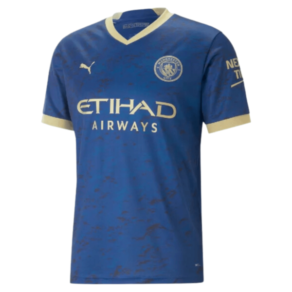 Camisa Manchester City 23/24 Torcedor Masculina - Azul e Dourada