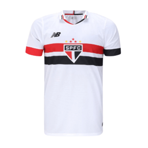 Camisa São Paulo I 2024 Torcedor New Balance Masculina - Branco+Vermelho