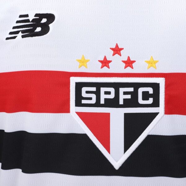 Camisa São Paulo I 2024 Torcedor New Balance Masculina - Branco+Vermelho - Imagem 3