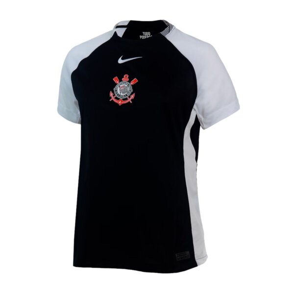 Camisa Corinthians II 2025 Feminina - Preta e Branca